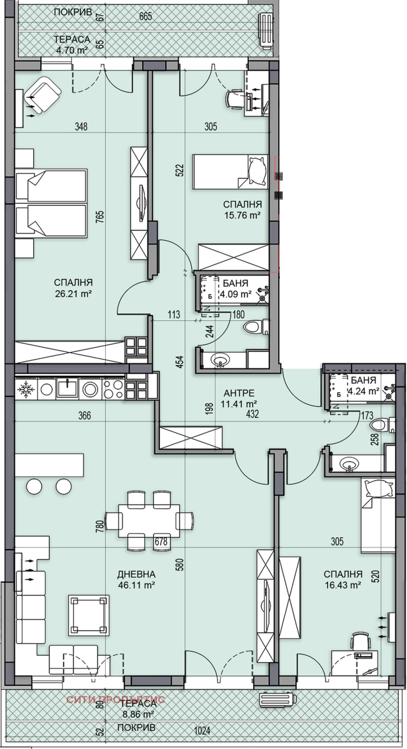 Продава 4-СТАЕН в град Пловдив, Гагарин - 184 кв.м / 248 000 € » 485 045.84 лв., СИТИ ПРОПЪРТИС