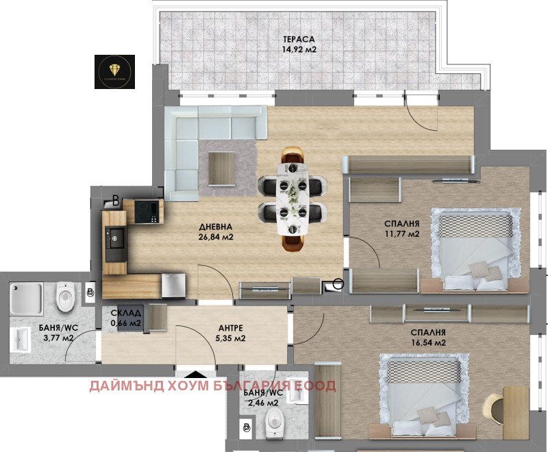 For Sale  2 bedroom Plovdiv , Hristo Smirnenski , 113 sq.m | 96645111 - image [3]