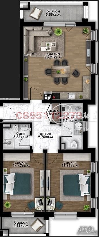 Продава 3-СТАЕН, гр. Пловдив, Остромила, снимка 6 - Апартаменти - 56735035