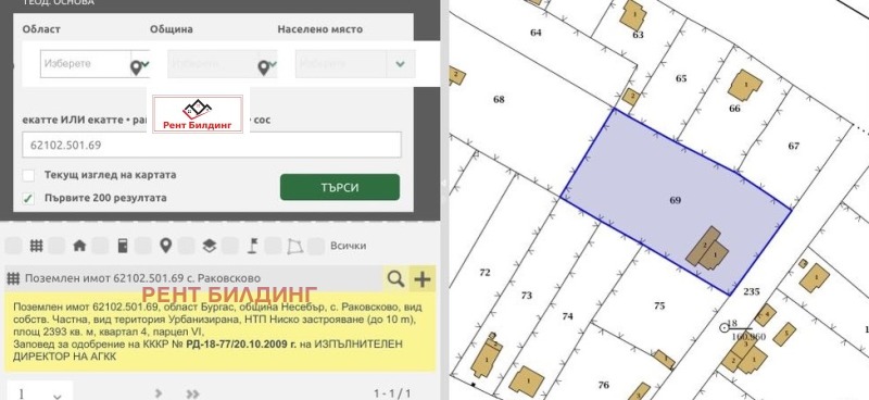 Продава ПАРЦЕЛ, с. Раковсково, област Бургас, снимка 1 - Парцели - 48099933