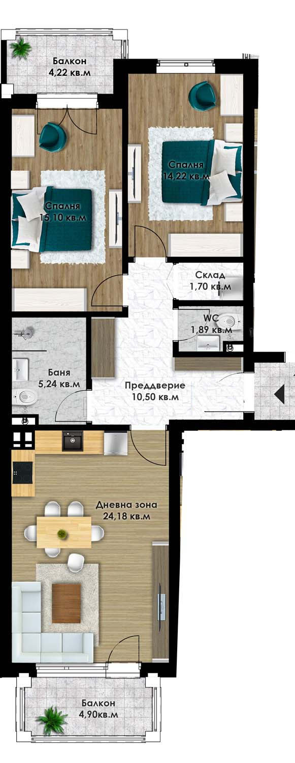 Till salu  2 sovrum Plovdiv , Komatevsko sjose , 113 kvm | 73860453 - bild [2]