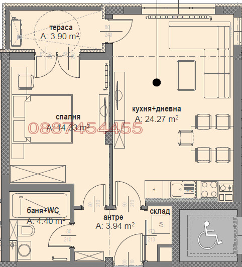 Продава 2-СТАЕН, гр. Перник, Изток, снимка 2 - Апартаменти - 56407381