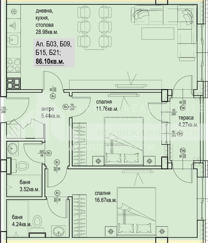 Satılık  2 yatak odası Plovdiv , Karşiyaka , 99 metrekare | 18700800 - görüntü [3]