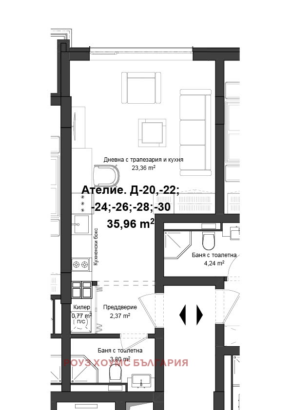 For Sale  Studio Plovdiv , Gagarin , 44 sq.m | 66069899 - image [2]