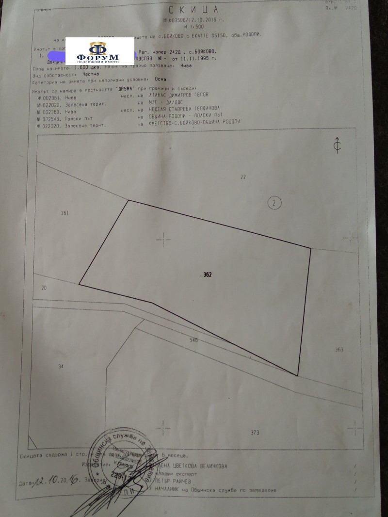 Продава  Парцел област Пловдив , с. Бойково , 1600 кв.м | 68784812