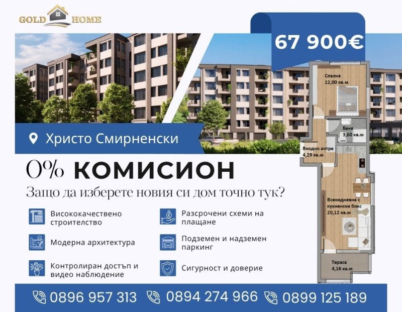 Продава  2-стаен, град Пловдив, Христо Смирненски • 67 900 EUR • ID 78957333 — holmes.bg - [1] 