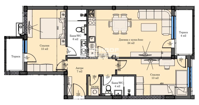 Продаја  2 спаваће собе Пловдив , Каршијака , 108 м2 | 92403191 - слика [4]