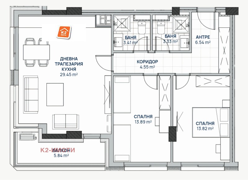 De vânzare  2 dormitoare Sofia , Liulin 2 , 122 mp | 33538980