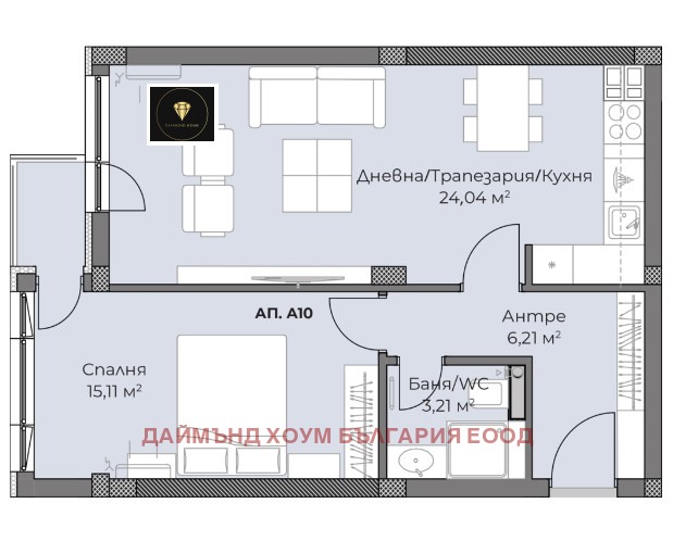Myytävänä  1 makuuhuone Plovdiv , Hristo Smirnenski , 68 neliömetriä | 78381023 - kuva [2]