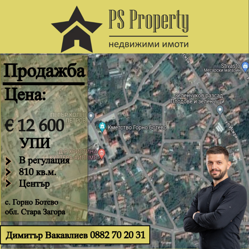 Продава ПАРЦЕЛ, с. Горно Ботево, област Стара Загора, снимка 1 - Парцели - 46349482