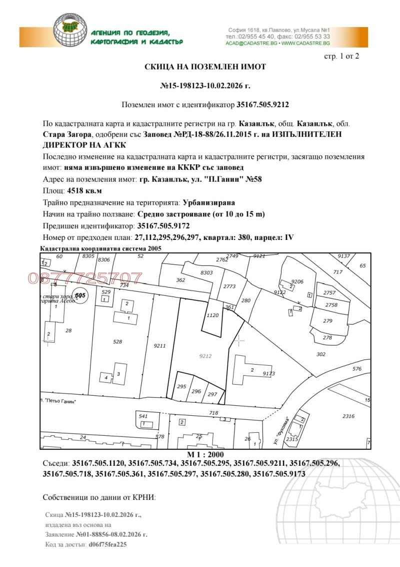 Продава ПАРЦЕЛ, гр. Казанлък, област Стара Загора