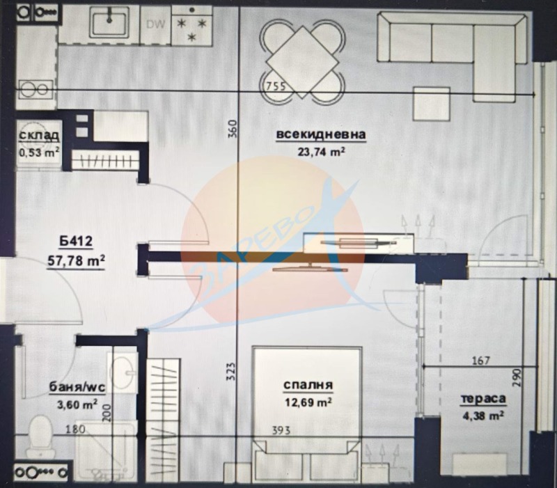 Продава 2-СТАЕН, гр. Бургас, Изгрев, снимка 2 - Апартаменти - 53492762