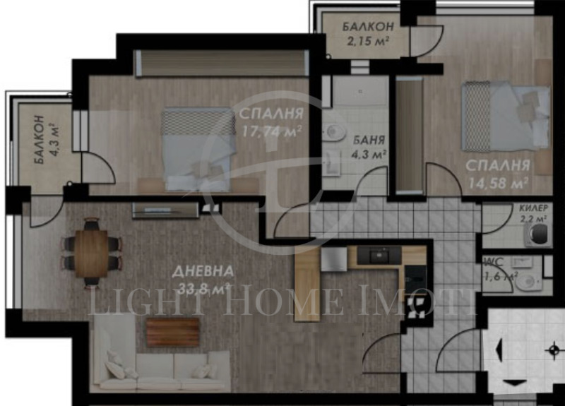 For Sale  2 bedroom Plovdiv , Gagarin , 121 sq.m | 46775666 - image [3]