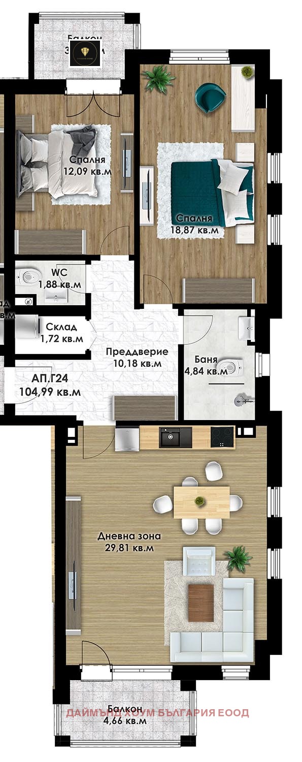 Продава 3-СТАЕН, гр. Пловдив, Коматевско шосе, снимка 2 - Aпартаменти - 48113973