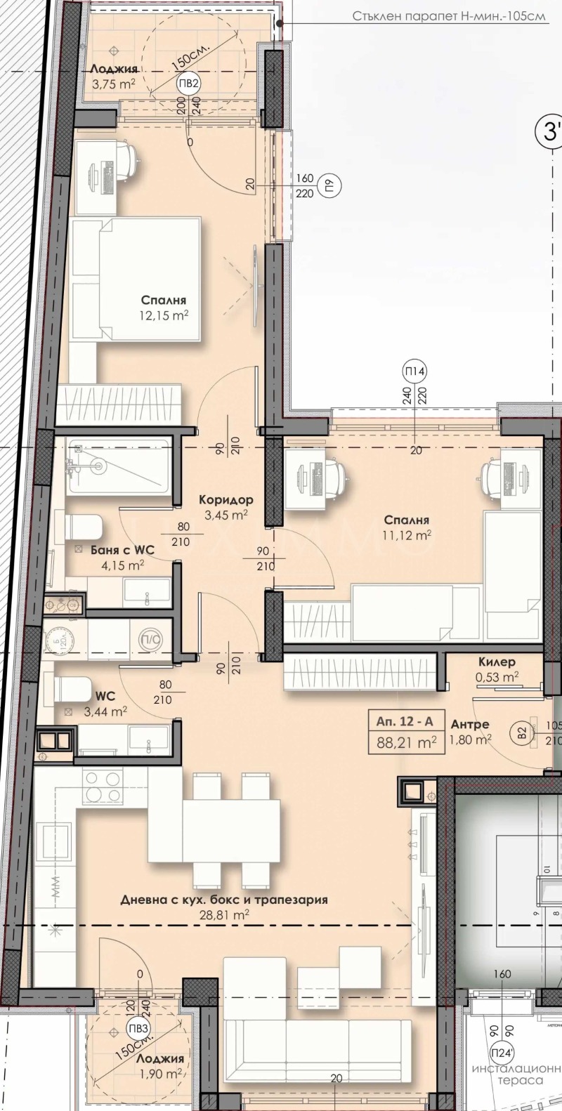 In vendita  2 camere da letto Sofia , Vrabnitsa 2 , 107 mq | 91777501 - Immagine [6]