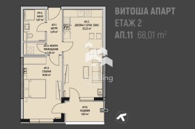 1 slaapkamer v.z.Kinotsentara 3 tsjast, Sofia 2