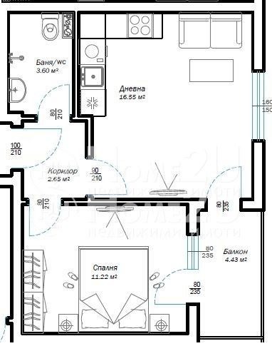 Till salu  1 sovrum Varna , Vinica , 54 kvm | 11680399 - bild [5]