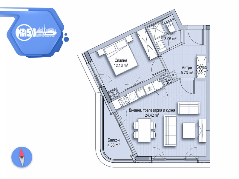 En venta  1 dormitorio Sofia , Vitosha , 74 metros cuadrados | 52331795