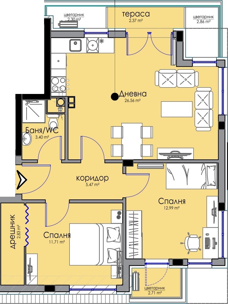 Na prodej  2 ložnice Burgas , Sarafovo , 113 m2 | 63282129 - obraz [2]