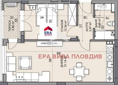 Продаја  1 спаваћа соба Пловдив , Гагарин , 78 м2 | 66685678 - слика [7]