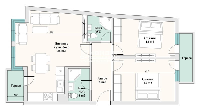 Na prodej  2 ložnice Plovdiv , Karšijaka , 97 m2 | 74360339 - obraz [2]