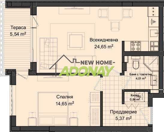 Na prodej  1 ložnice Plovdiv , Gagarin , 72 m2 | 97608476