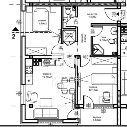 Продаја  2 спаваће собе Пловдив , Јyжен , 85 м2 | 66833141 - слика [13]