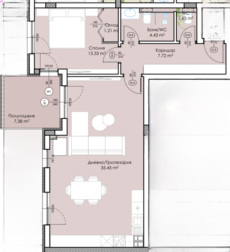 Till salu  1 sovrum Plovdiv , Mladejki Halm , 92 kvm | 97410509 - bild [3]