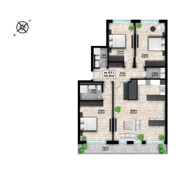 En venta  3 dormitorios Sofia , Dragalevtsi , 168 metros cuadrados | 80073684 - imagen [2]