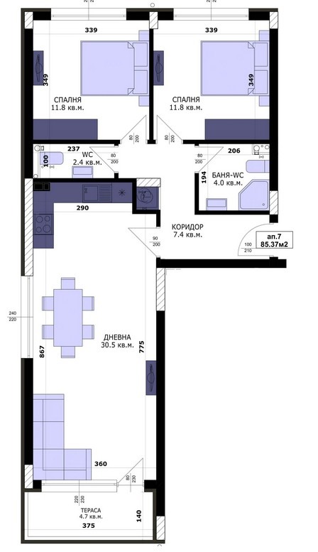 De vânzare  2 dormitoare Varna , Caisieva gradina , 95 mp | 42405503
