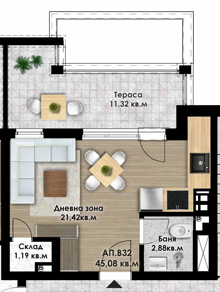 Zu verkaufen  Studio Plowdiw , Ostromila , 52 qm | 28995572 - Bild [2]