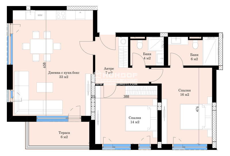 À vendre  2 chambres Plovdiv , Zapaden , 115 m² | 23854600 - image [2]