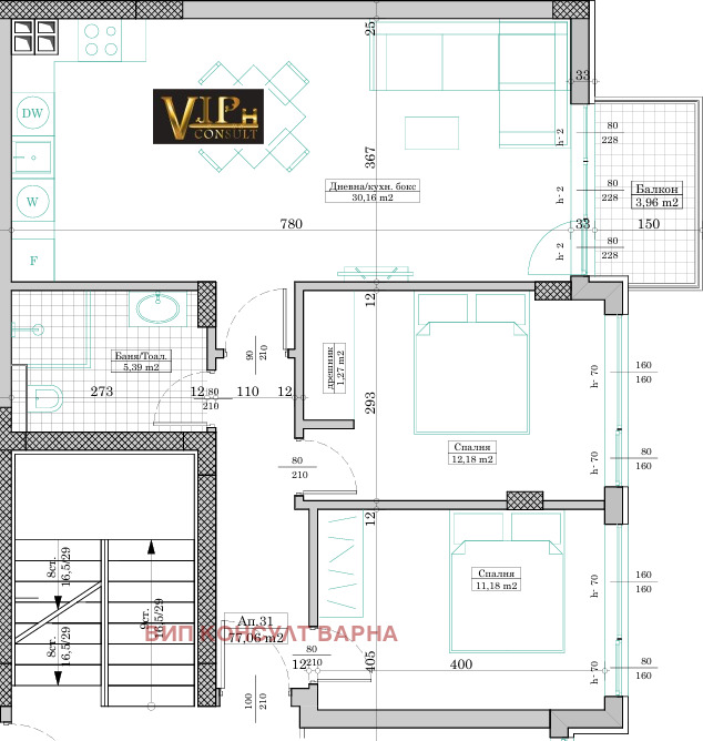 À vendre  2 chambres Varna , Levski 1 , 94 m² | 57789169