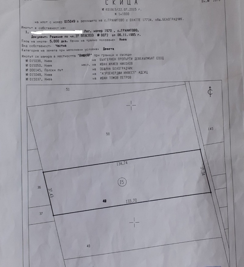 Til salgs  Land region Vidin , Granitovo , 20 dka | 20357108 - bilde [2]