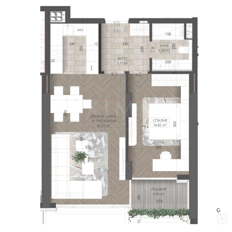 Продаја  1 спаваћа соба Софија , Младост 3 , 84 м2 | 84708447 - слика [2]