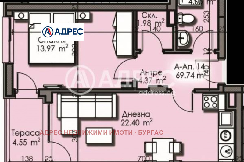 Продава 2-СТАЕН, гр. Бургас, Изгрев, снимка 2 - Aпартаменти - 48785476