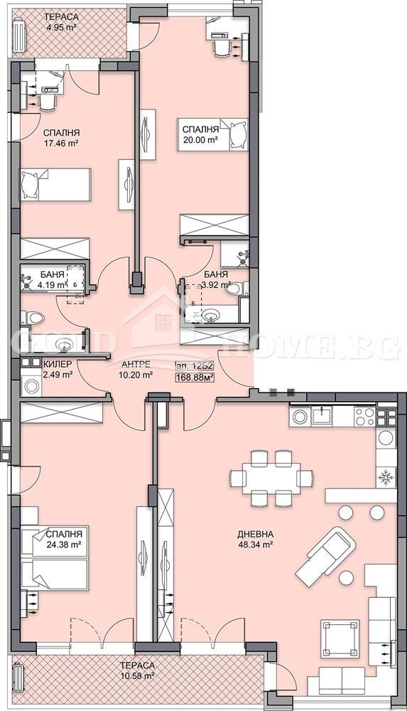 Myytävänä  3 makuuhuonetta Plovdiv , Gagarin , 183 neliömetriä | 63668186 - kuva [4]