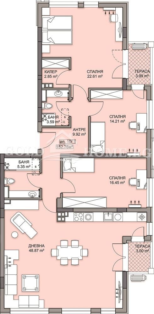 Myytävänä  3 makuuhuonetta Plovdiv , Gagarin , 183 neliömetriä | 63668186 - kuva [2]