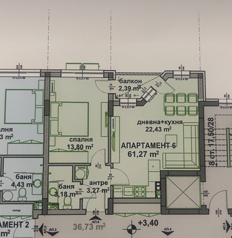 Продава  2-стаен град Бургас , Славейков , 62 кв.м | 74123008