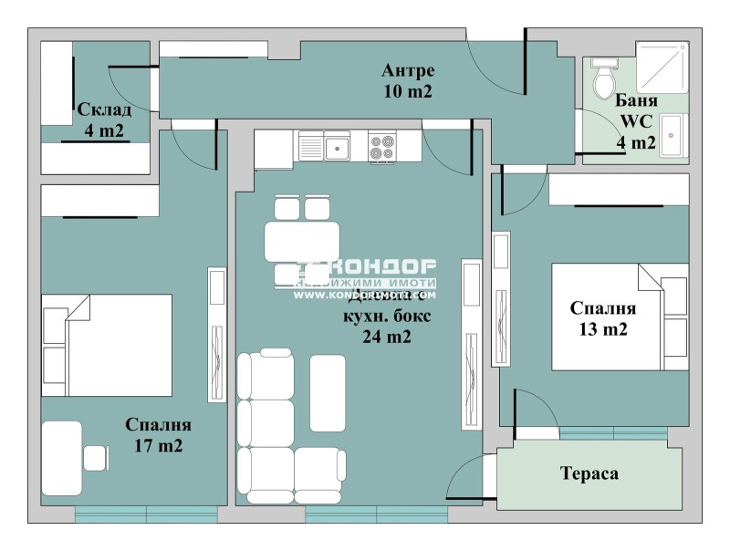 Myytävänä  2 makuuhuonetta Plovdiv , Trakija , 100 neliömetriä | 87382139 - kuva [3]