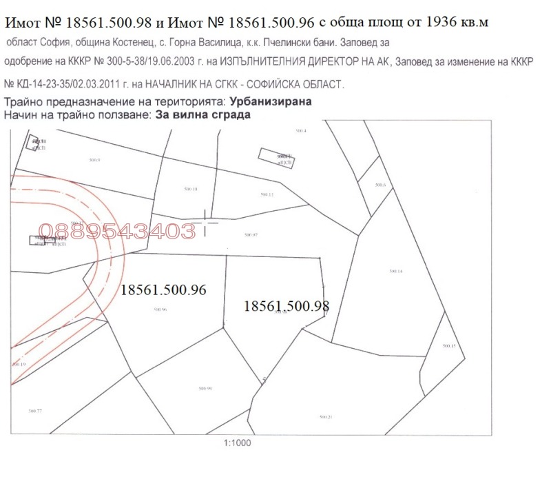 Продава ПАРЦЕЛ, с. Пчелин, област София област, снимка 1 - Парцели - 48903684