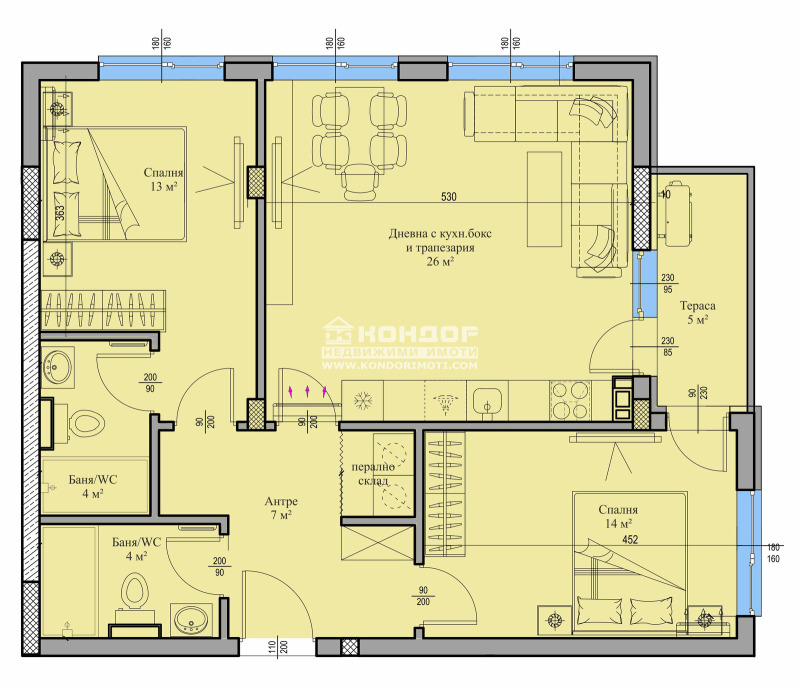 Satılık  2 yatak odası Plovdiv , Vastaniçeski , 103 metrekare | 43483581 - görüntü [2]