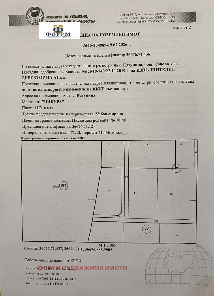 Продава ПАРЦЕЛ, с. Катуница, област Пловдив