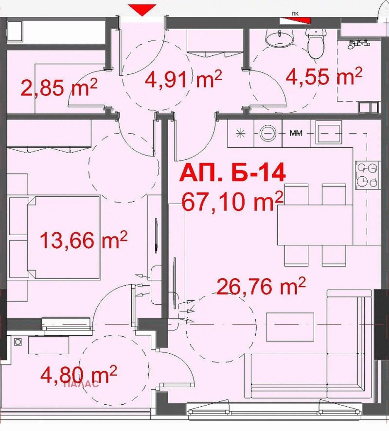 Satılık  1 yatak odası Burgas , Slaveykov , 78 metrekare | 52189064 - görüntü [4]