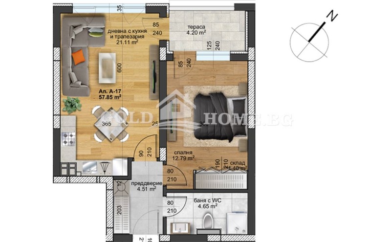 Продава  2-стаен град Пловдив , Христо Смирненски , 65 кв.м | 35709866 - изображение [2]