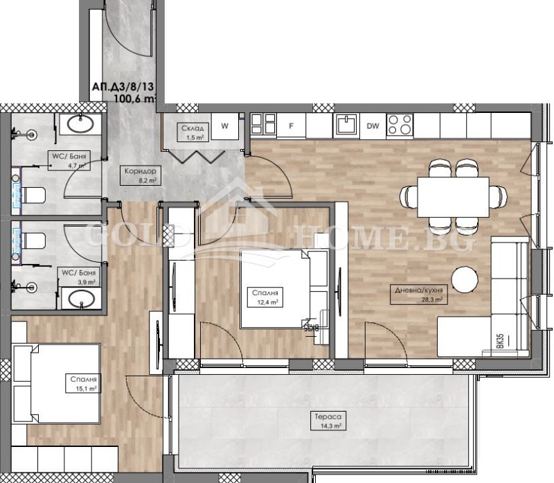 En venta  2 dormitorios Plovdiv , Karshiyaka , 106 metros cuadrados | 73608974 - imagen [7]