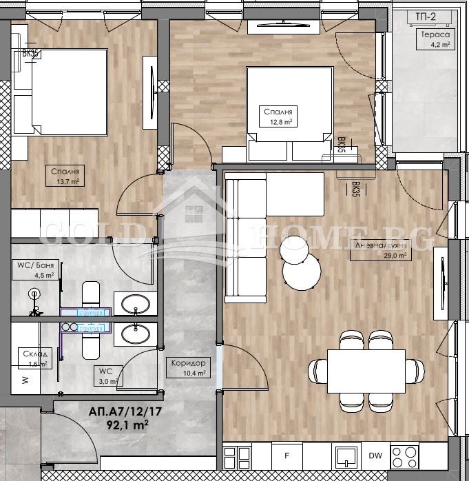 En venta  2 dormitorios Plovdiv , Karshiyaka , 106 metros cuadrados | 73608974 - imagen [4]