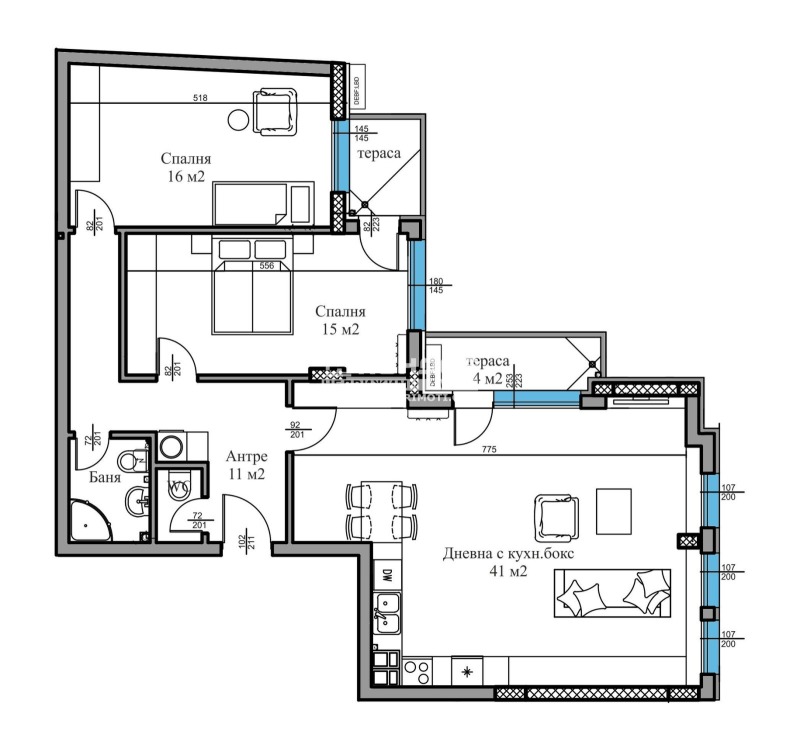 Продается  2 спальни Пловдив , Център , 127 кв.м | 43509777 - изображение [2]