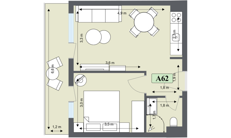 Myytävänä  1 makuuhuone Blagoevgradin alue , Bansko , 46 neliömetriä | 57611250 - kuva [2]