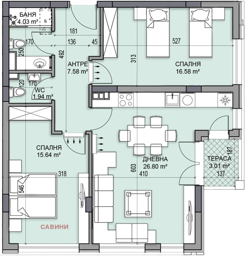 Продава 3-СТАЕН в град Пловдив, Гагарин - 107 кв.м / 153 600 € » 300 415.49 лв., САВИНИ